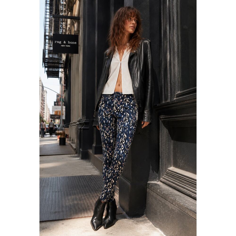 Rag & Bone Womens Printed Ikat Pattern 5 Pocket Corduroy Skinny Pants Size 25